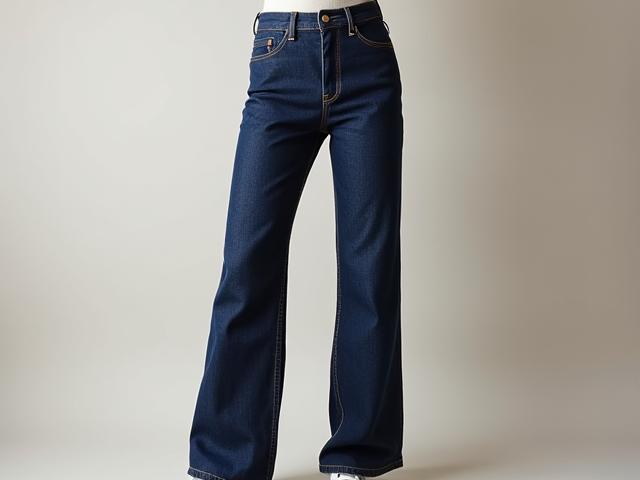 Seluar jeans denim lurus berwarna indigo gelap