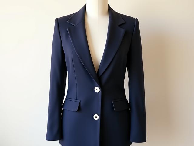 Blazer klasik berwarna biru laut yang elegan