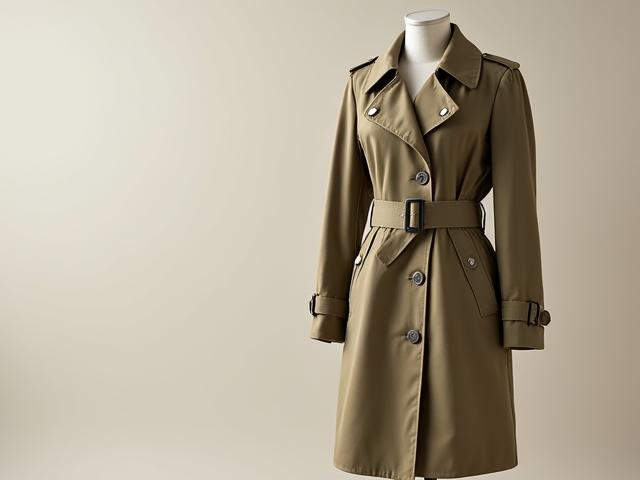 Kot trench klasik berwarna khakis